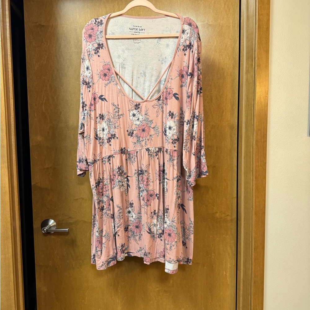 Torrid Blush Floral Tunic with V-Neck